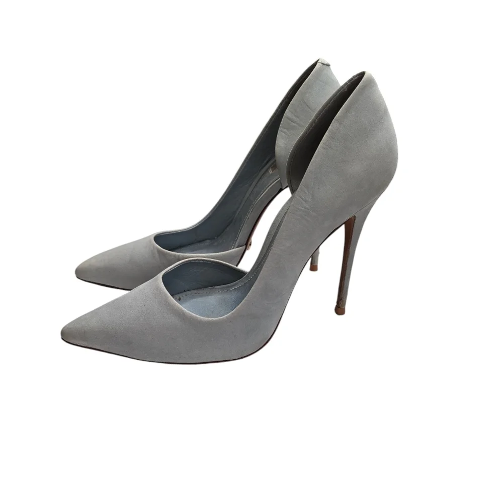 Schutz Rita D'orsay Light Blue Pointy Toe Suede High Heels 6B - Picture 5 of 9